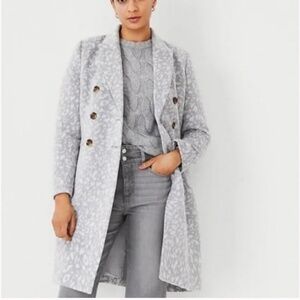 NWOT Ann Taylor Grey Leopard Overcoat
